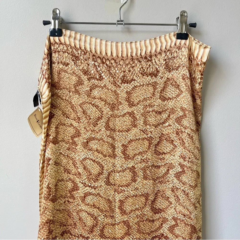 Vintage Ralph Lauren 100% Silk Scarf Animal Print Japan Preppy Classic 90s Camel - Picture 7 of 12